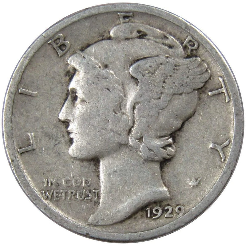 1929 Mercury Dime VG Very Good 90% Silver 10c US Coin Collectible-1