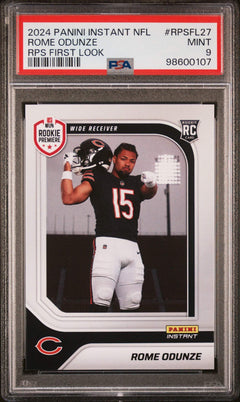 Graded 2024 Panini Instant NFL Rome Odunze #RPSFL27 Rookie Football Card PSA 9-1