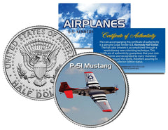 P-51 MUSTANG * Airplane Series * JFK Kennedy Half Dollar Colorized US Coin-1