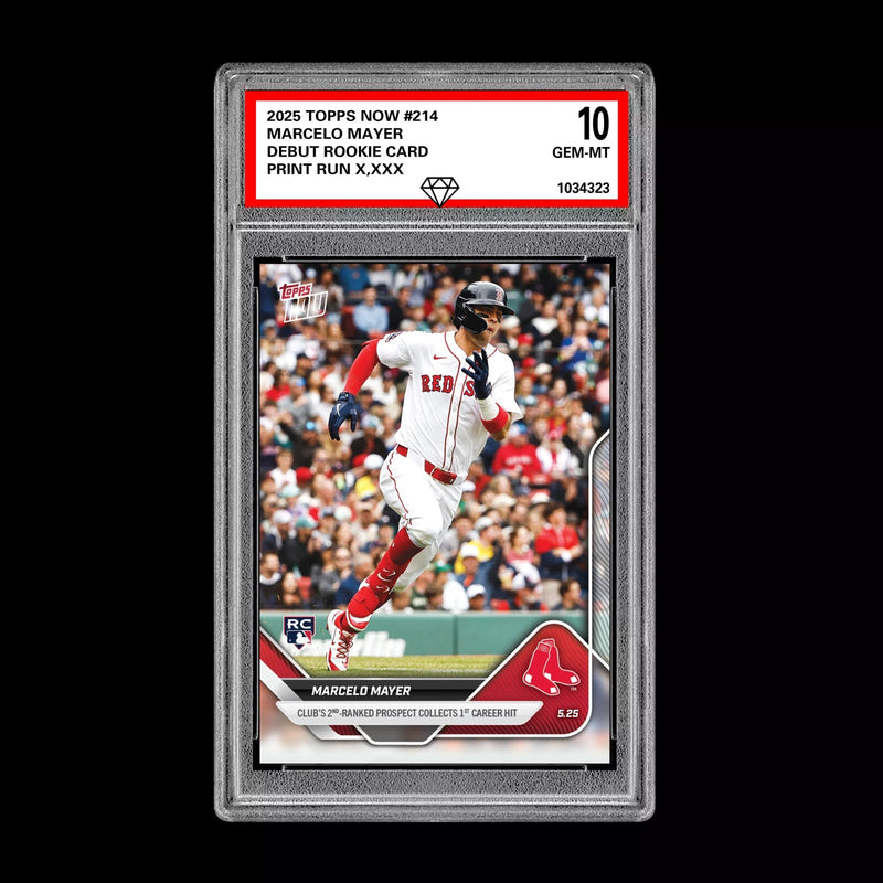 Graded 10 MARCELO MAYER 1st MLB HIT 2025 Topps Now #214 RC Rookie DEBUT-1