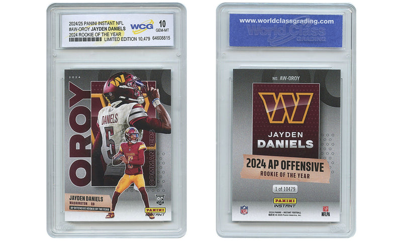 2024 Panini JAYDEN DANIELS NFL Rookie of the Year RC Card #AW-OROY - GEM MINT 10-2