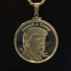 Donald J. Trump Coin Silver Pendant 1 Troy Ounce With .925 Sterling Silver Bezel-2