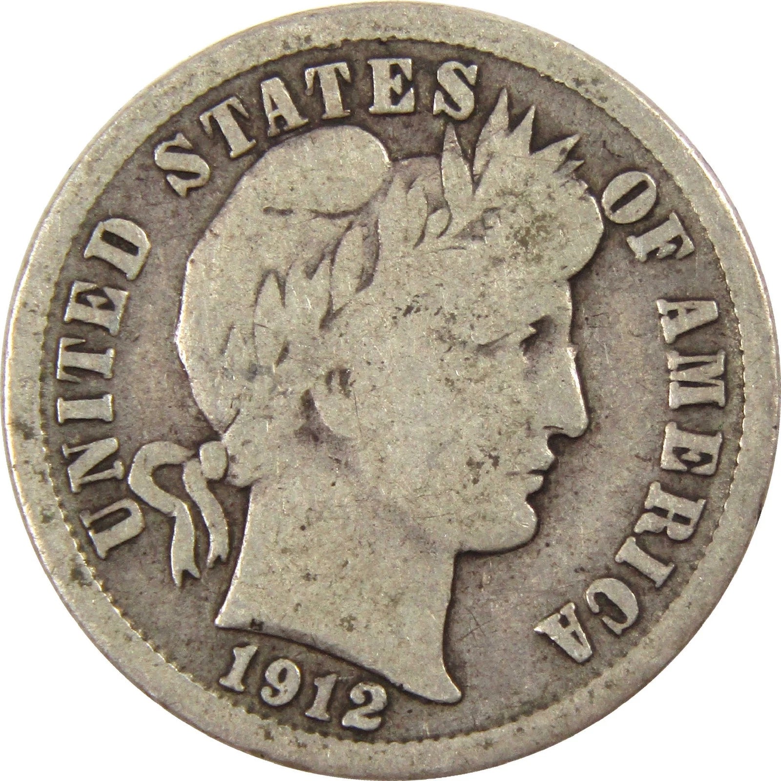 1912 D Barber Dime VG Very Good Silver 10c Coin-1