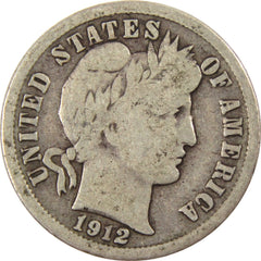 1912 D Barber Dime VG Very Good Silver 10c Coin-1