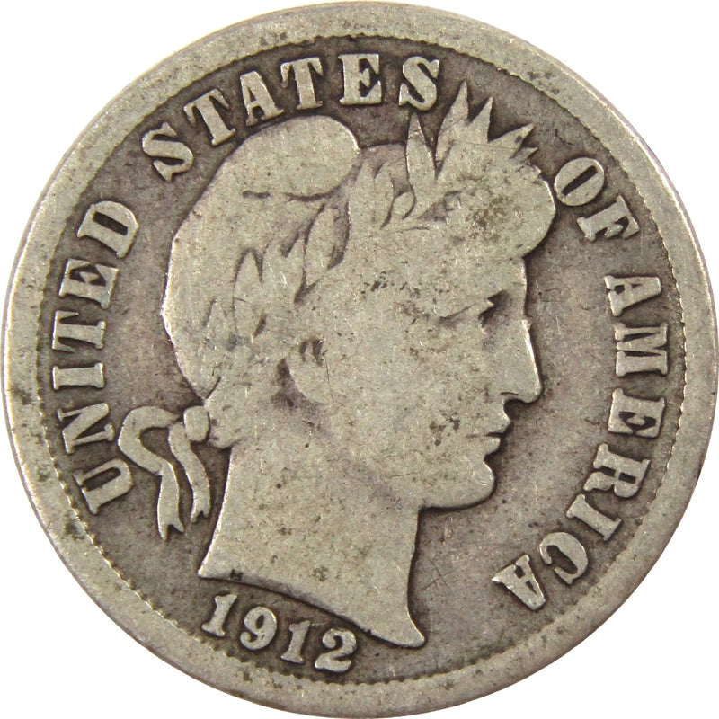 1912 D Barber Dime VG Very Good Silver 10c Coin-1