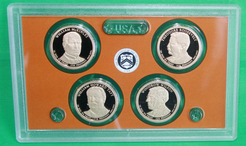 2013 S Proof Presidential $1 Set COIN ONLY US Mint 4 Golden Dollar President-2