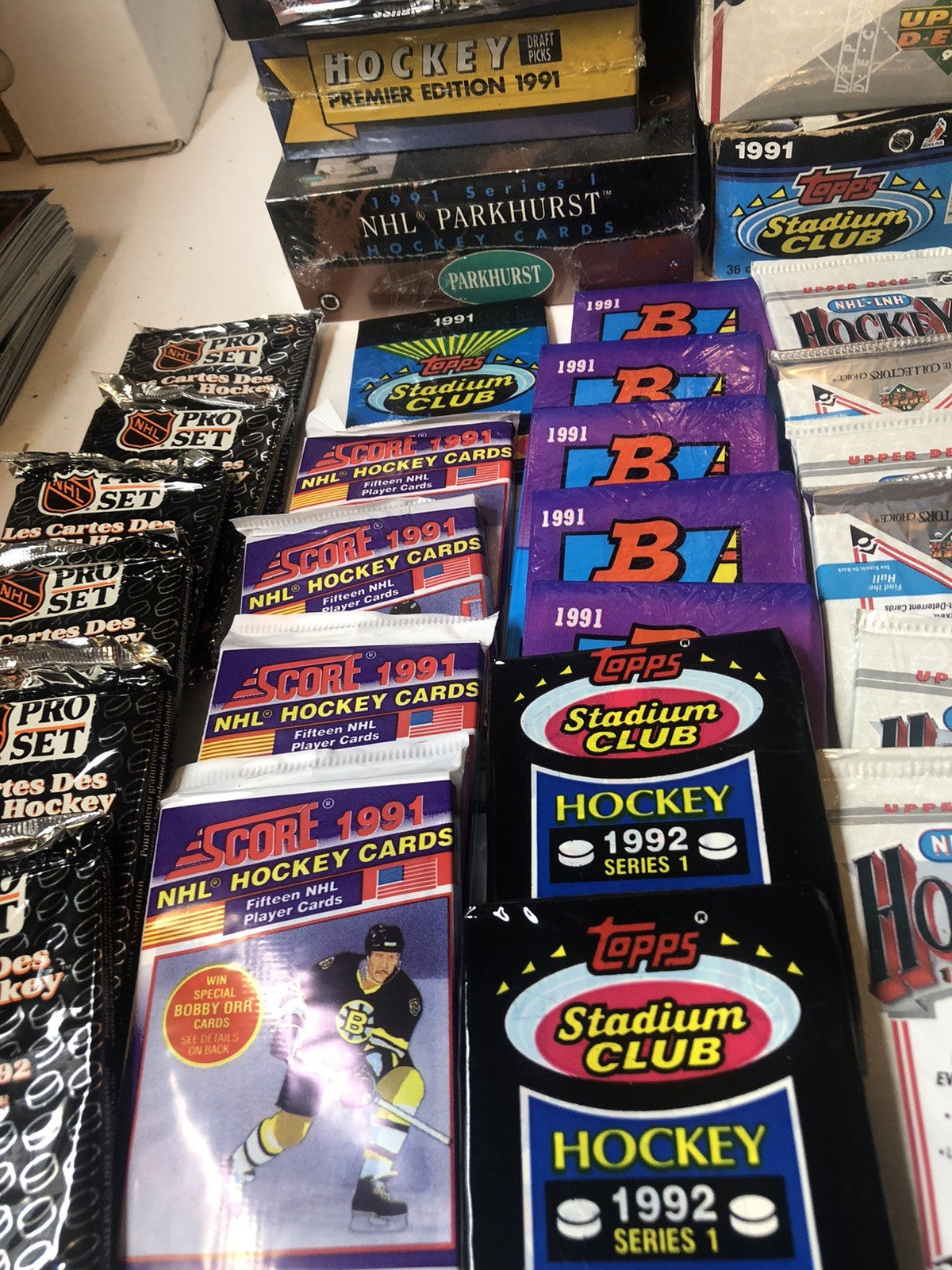 Vintage NHL Hockey Cards Lot 50 Cards – Unopened Packs, Factory Sealed Bulk Bundle, GU or Auto Bonus Inserts, Rare Hockey Card Mix