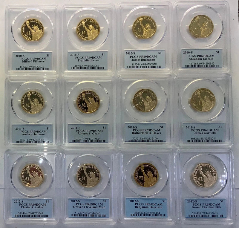 2010, 2011 & 2012 S Presidential $1 PCGS 69 DCAM 12 Coin Dollar Set wLincoln-5