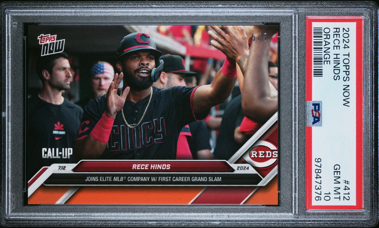 PSA 10 Rece Hinds Orange 5/5 RC Rookie #412 2024 Topps Now 97847376