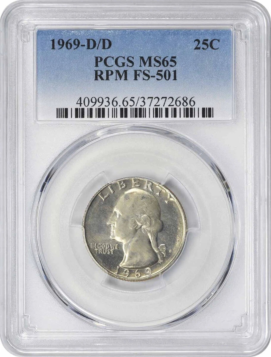 1969-D/D Washington Quarter RPM FS-501 MS65 PCGS-1