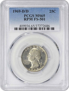 1969-D/D Washington Quarter RPM FS-501 MS65 PCGS-1