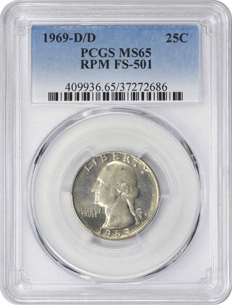 1969-D/D Washington Quarter RPM FS-501 MS65 PCGS-1