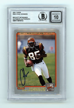 Chad Johnson 2001 Topps #340 Rookie RC Signed Beckett BGS 10 Auto Bengals-1