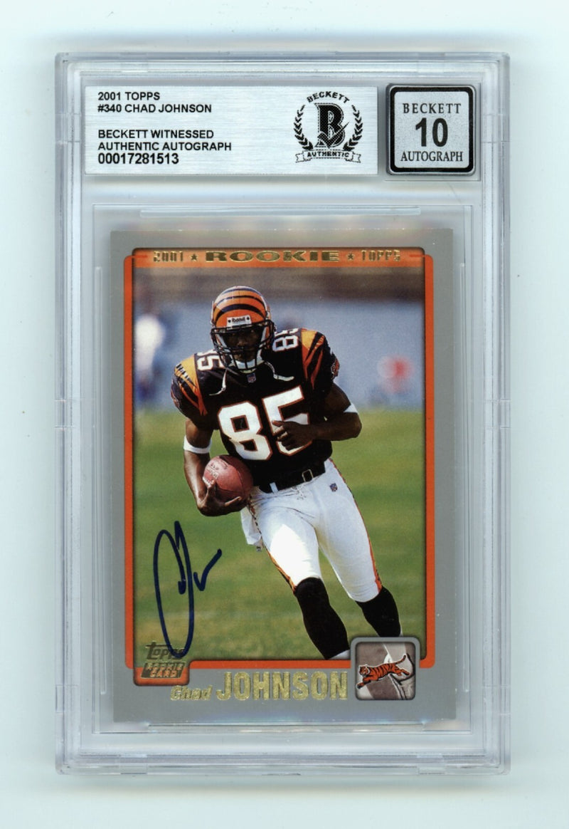 Chad Johnson 2001 Topps #340 Rookie RC Signed Beckett BGS 10 Auto Bengals-1
