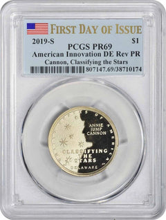 2019-S American Innovation Dollar DE Classifying Reverse Proof PR69 FDOI PCGS-1