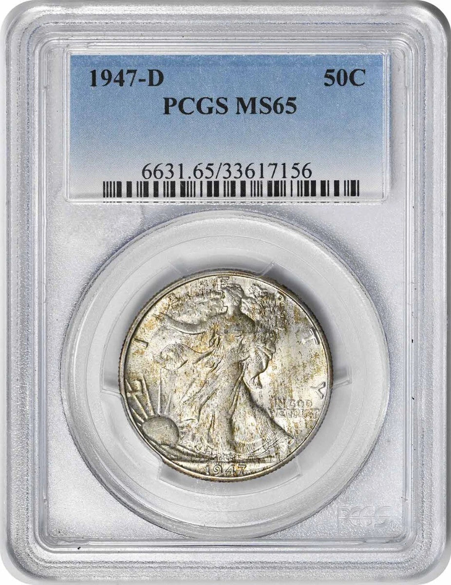 1947-D Walking Liberty Silver Half Dollar MS65 PCGS-1