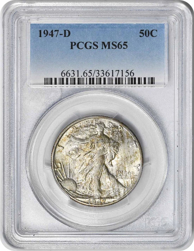 1947-D Walking Liberty Silver Half Dollar MS65 PCGS-1