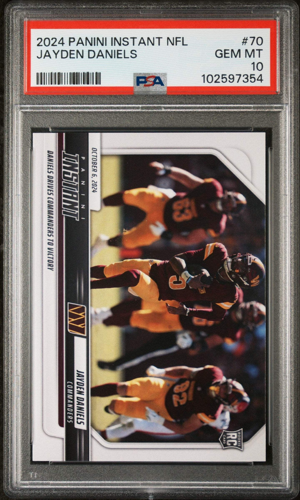Graded 2024 Panini Instant NFL Jayden Daniels #70 Rookie RC Card PSA 10 Gem Mint