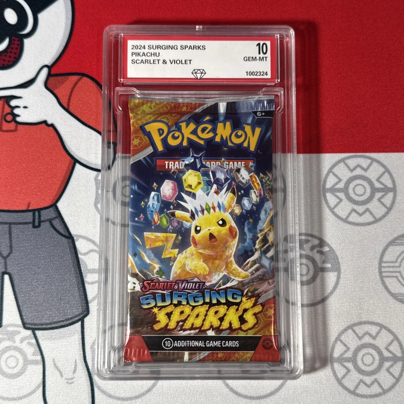 Graded 10 2024 Surging Sparks Sealed Pokemon Booster Pack Pikachu Art Work-1