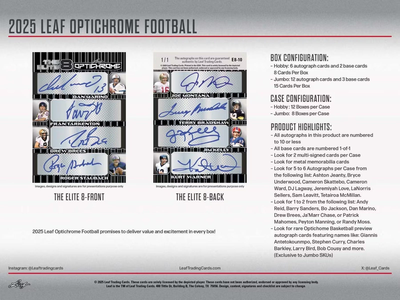 2025 Leaf Optichrome Football Factory Sealed Jumbo Box 12 Auto Autograph Per Box-3