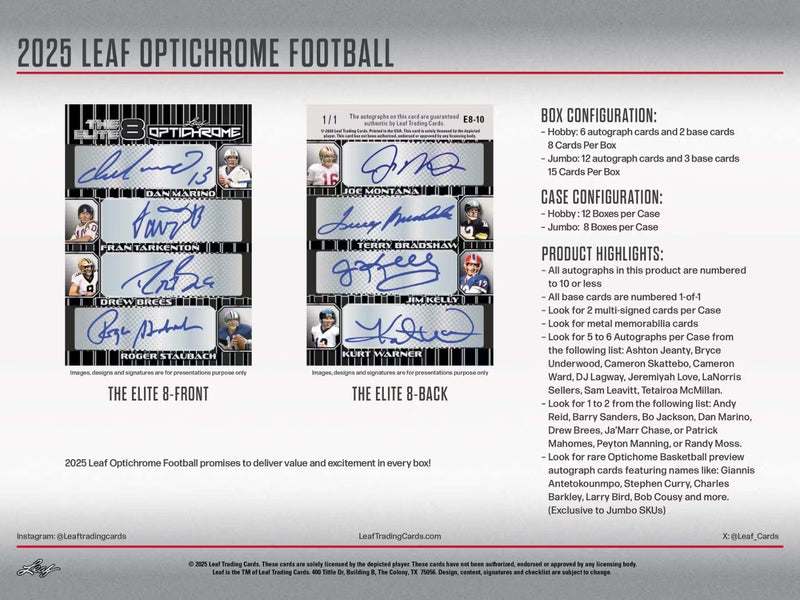2025 Leaf Optichrome Football Factory Sealed Jumbo Box 12 Auto Autograph Per Box-3