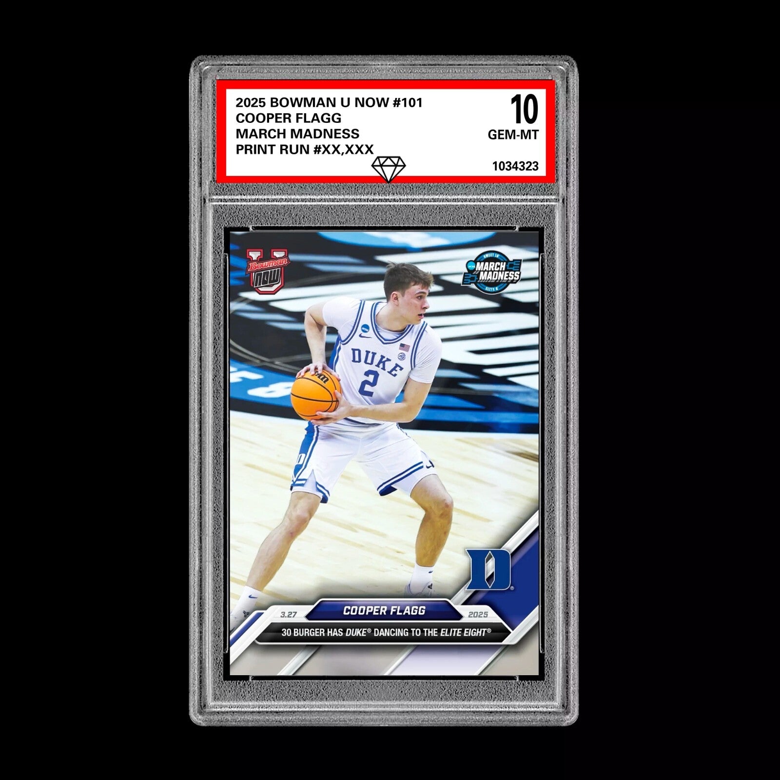 Graded 10 Cooper Flagg #101 2024-25 Bowman U Topps Now RC Rookie Card Duke-1