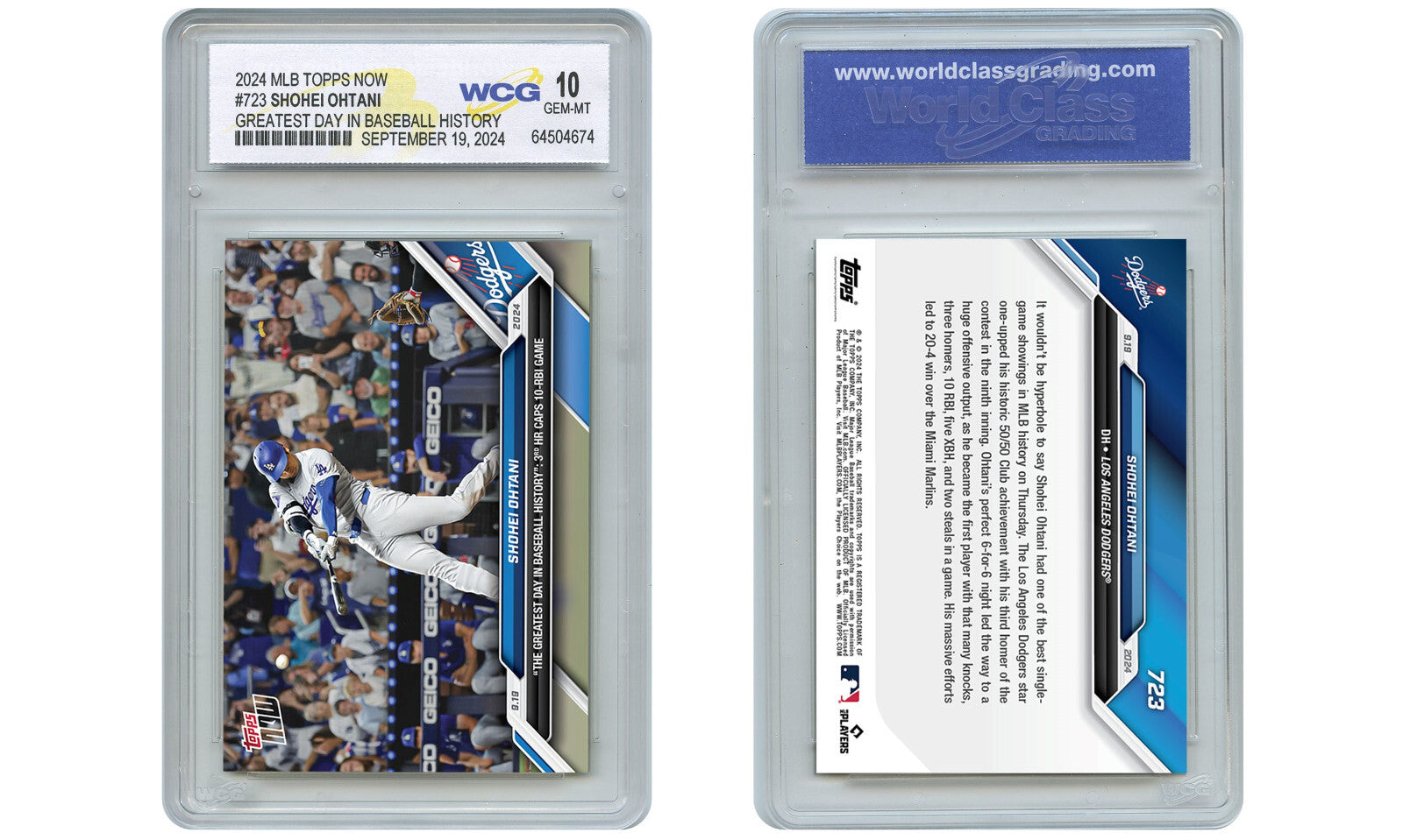 2024 Topps Now SHOHEI OHTANI Greatest Day in Baseball Card #723 - GEM MINT 10