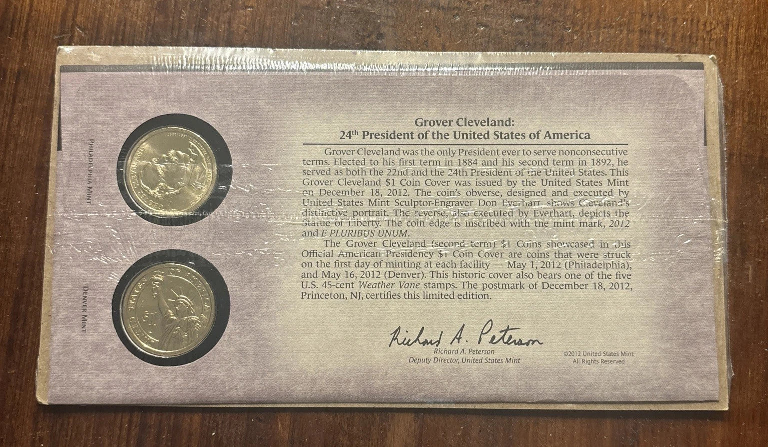 2012 Grover Cleveland Term 2 P&D Presidential Dollars - Sealed First Day Cover-3