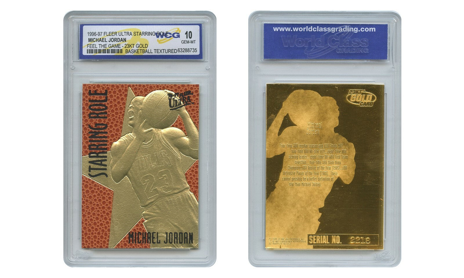 1996 MICHAEL JORDAN Fleer Ultra FEEL THE GAME NBA Texture GOLD Card GEM MINT 10