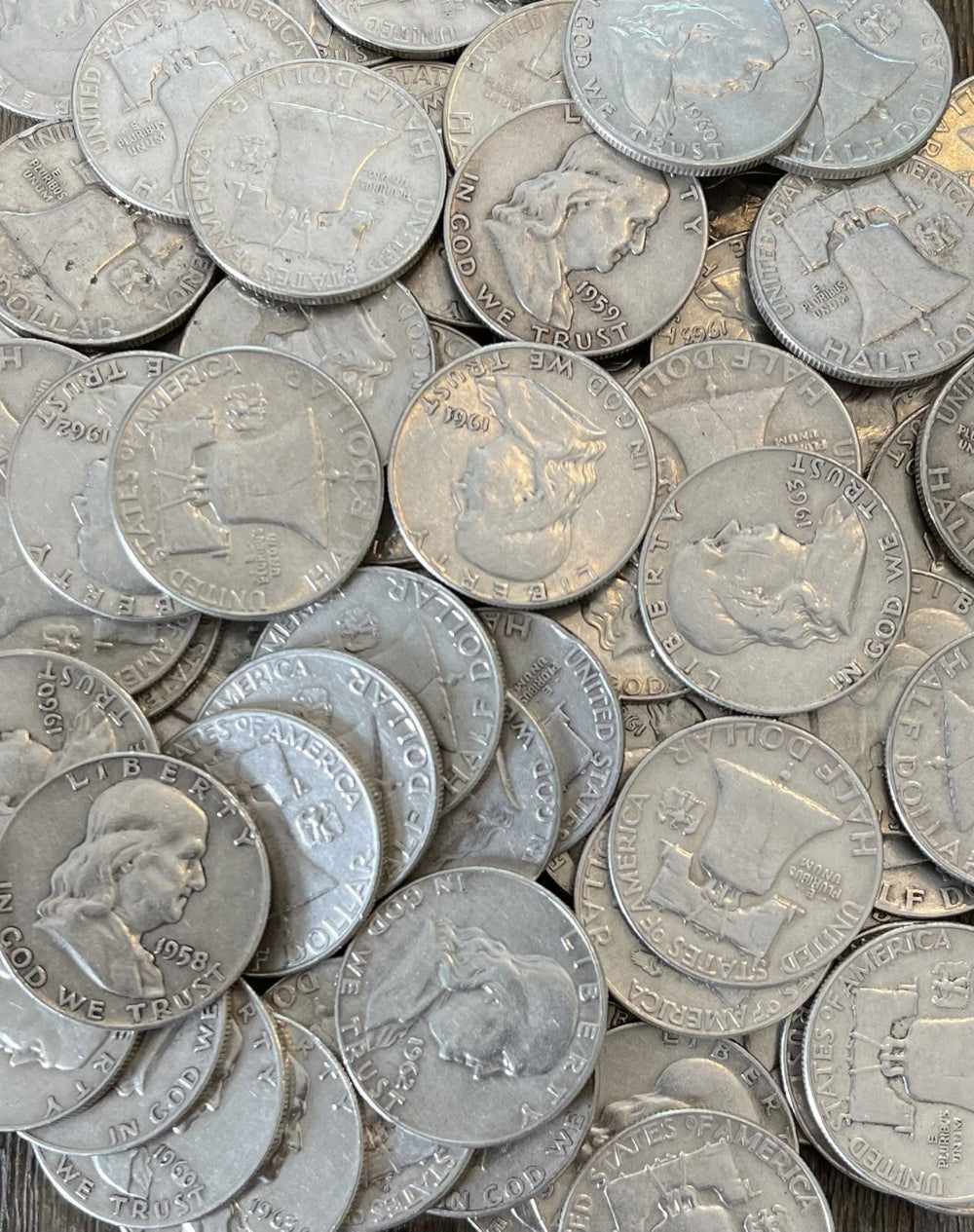 Medio dólar Franklin, 90 % plata, en circulación, elige cuántos ¡ENVÍO GRATIS!-5