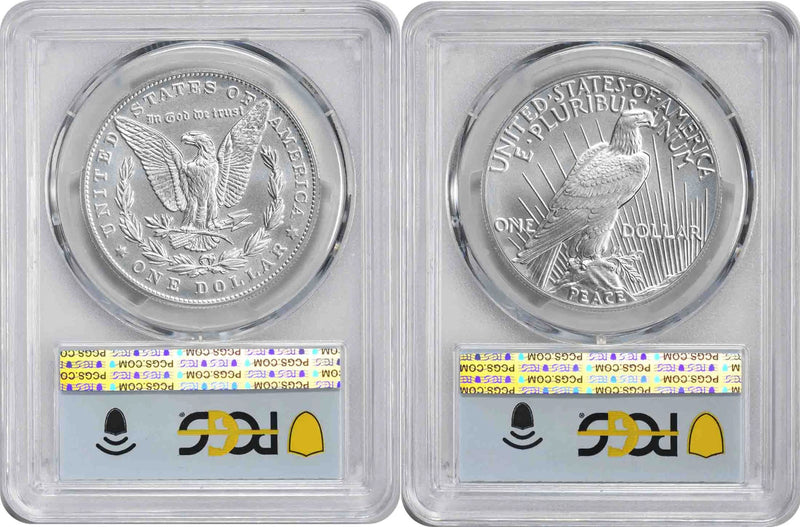 2024 Morgan and Peace Silver Dollar 2-Coin Set MS70 First Day of Issue PCGS-2