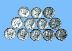 Moneda de diez centavos de plata Mercury Estate ~ UNC++ MS BU ~ Lote antiguo de plata al 90 % RARO ~ UNA MONEDA-3