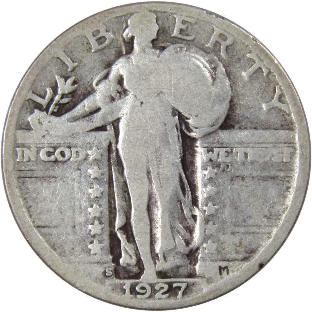 1927 S Standing Liberty Quarter G Good 90% Silver 25c US Type Coin Collectible-1