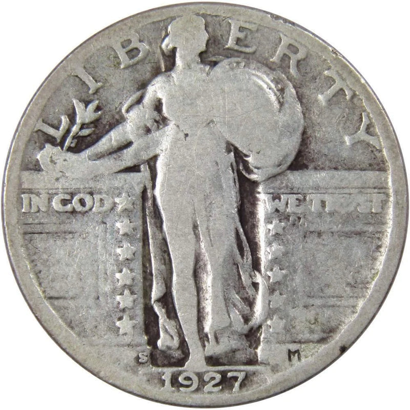1927 S Standing Liberty Quarter G Good 90% Silver 25c US Type Coin Collectible-1