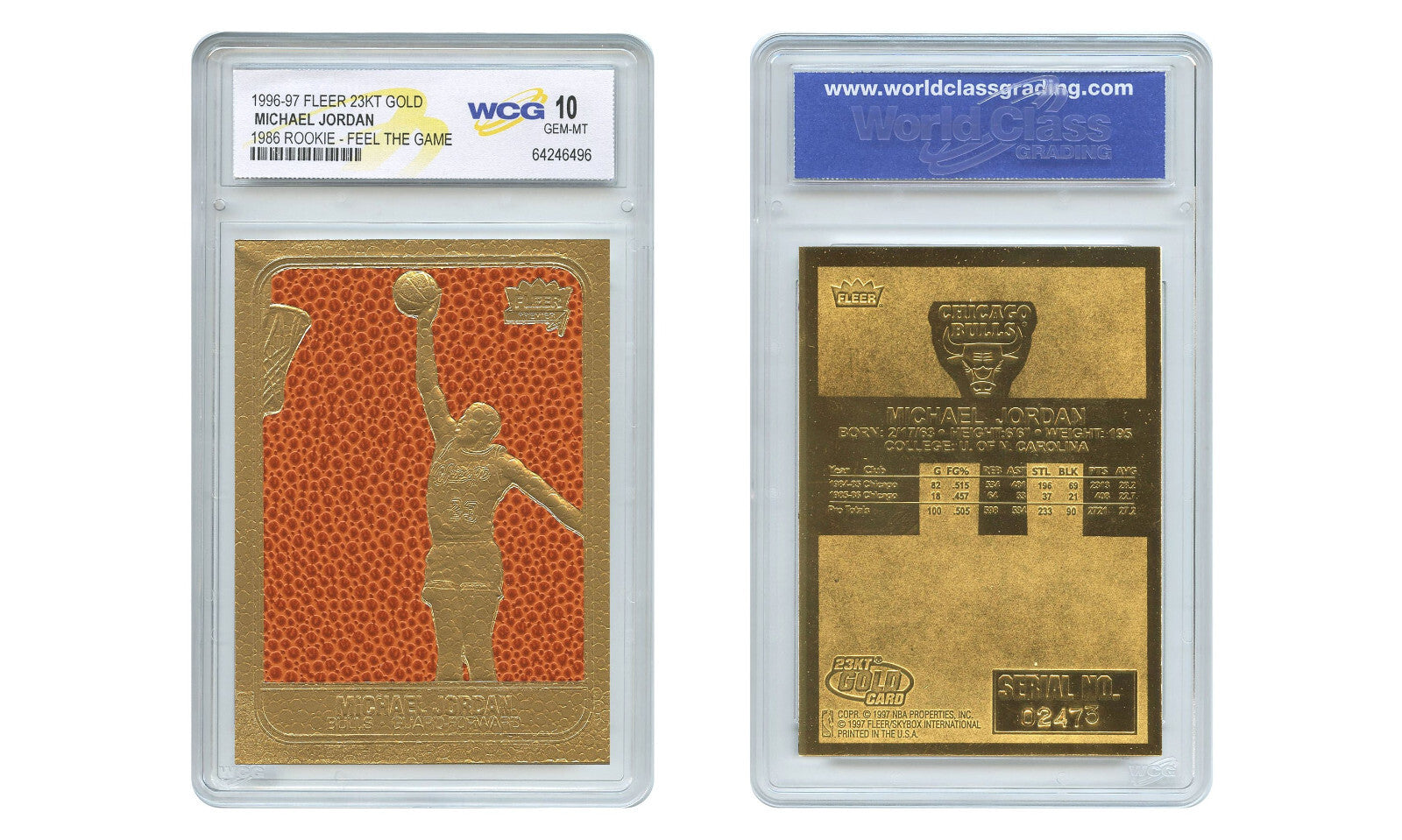 1996 MICHAEL JORDAN Fleer 1986 ROOKIE Feel The Game NS 23K GOLD Card GEM MINT 10-2