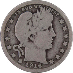 1916 D Barber Quarter Circulated Silver 25c Coin Collectible-1