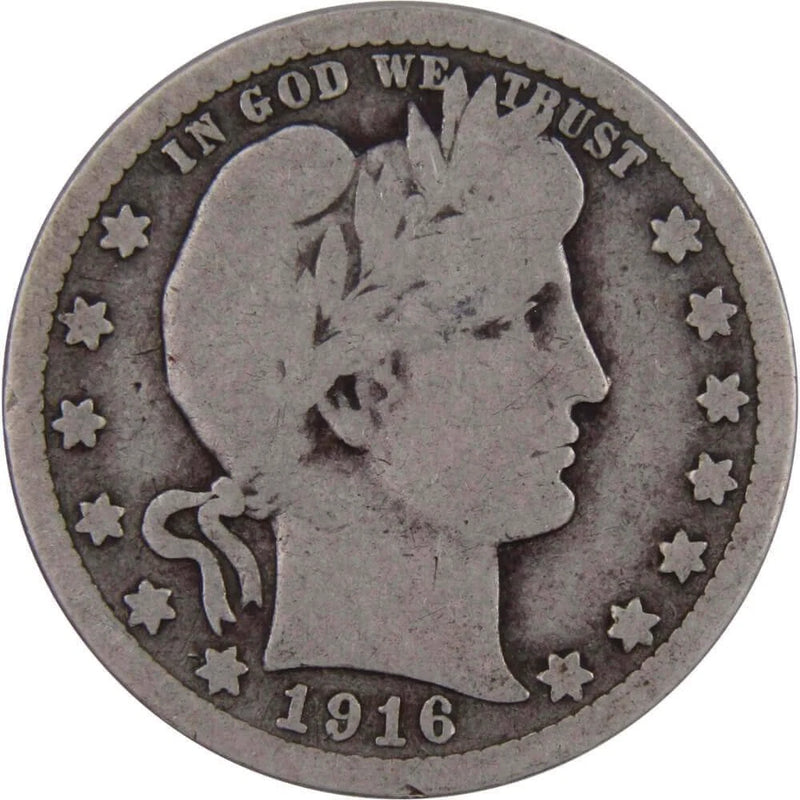 1916 D Barber Quarter Circulated Silver 25c Coin Collectible-1