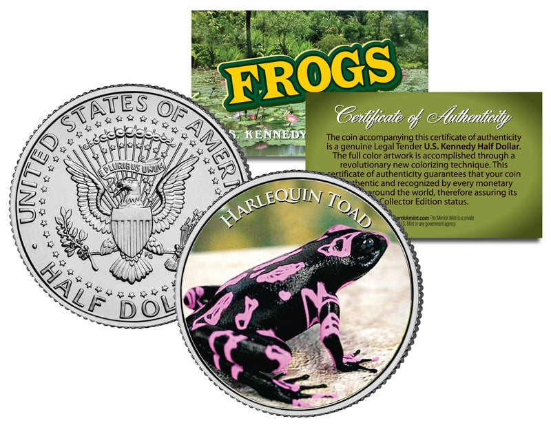 HARLEQUIN TOAD * Collectible Frogs * JFK Kennedy Half Dollar US Colorized Coin-1
