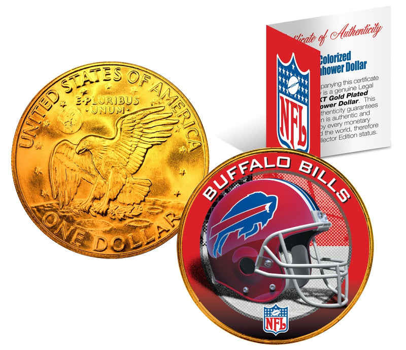 Moneda de dólar estadounidense IKE bañada en oro de 24 quilates de los Buffalo Bills de la NFL *CON LICENCIA OFICIAL*-1