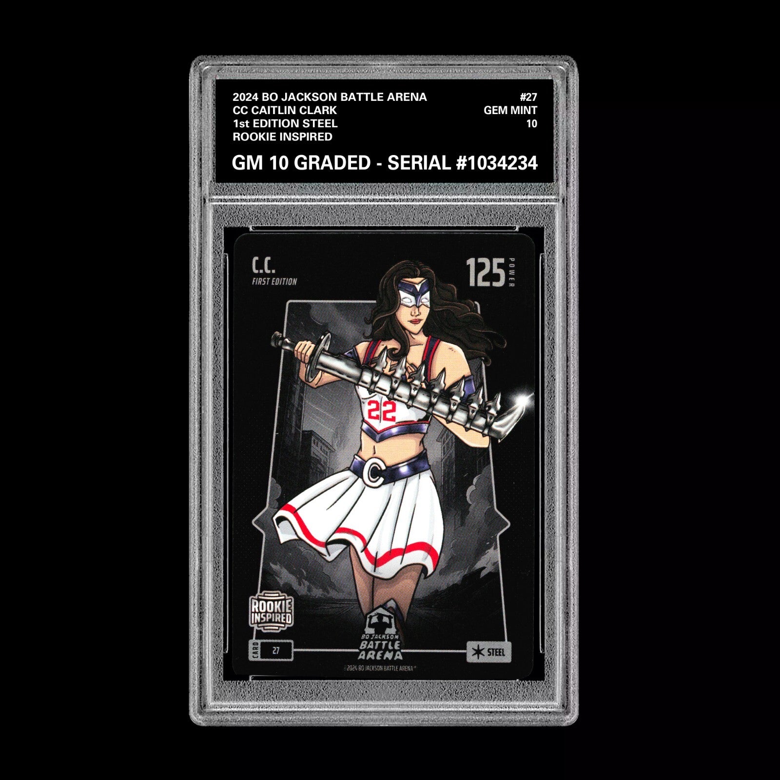 Caitlin Clark CC Graded 10 Rookie Steel Base #27 2024 Bo Jackson Battle Arena RC-1