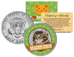 MAINE COON Cat JFK Kennedy Half Dollar US Colorized Coin-1