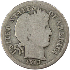 1913 Barber Dime Circulated Silver 10c Coin Collectible-1