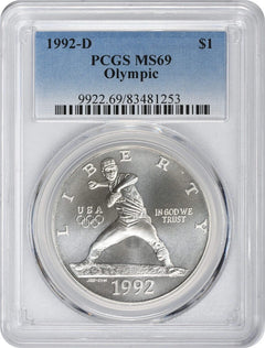1992-D Olympic Silver Commemorative Dollar MS69 PCGS Mint State 69-1