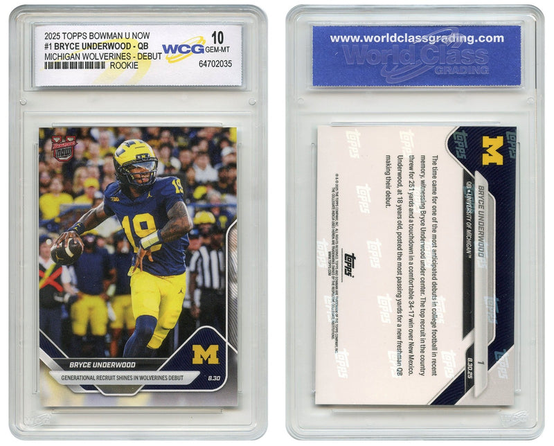 2025 Topps Bowman BRYCE UNDERWOOD QB Michigan Wolverines ROOKIE Card #1 - GEM 10-1