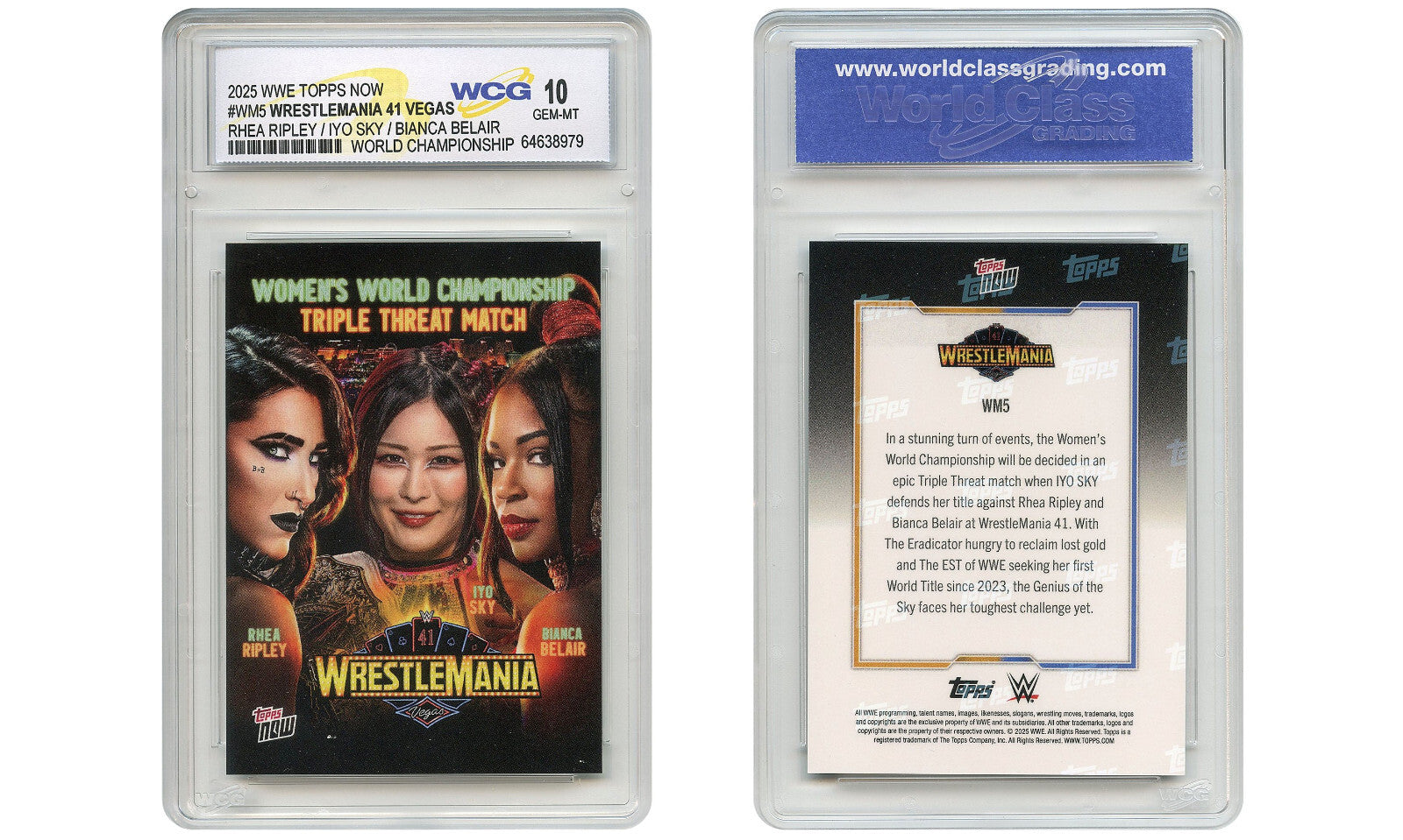 2025 WWE Topps RIPLEY / SKY / BELAIR Wrestlemania 41 Card #WM5 - GEM MINT 10