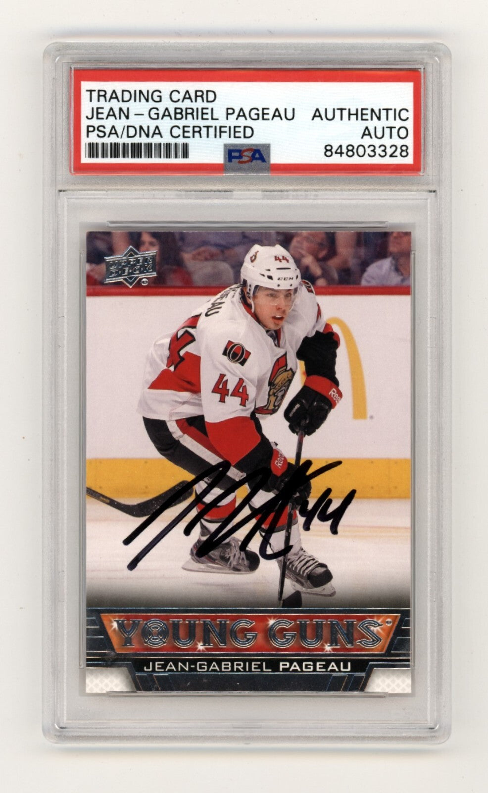 Jean-Gabriel Pageau 2013-14 Upper Deck #209 Young Guns Rookie RC Signed PSA Auto-1