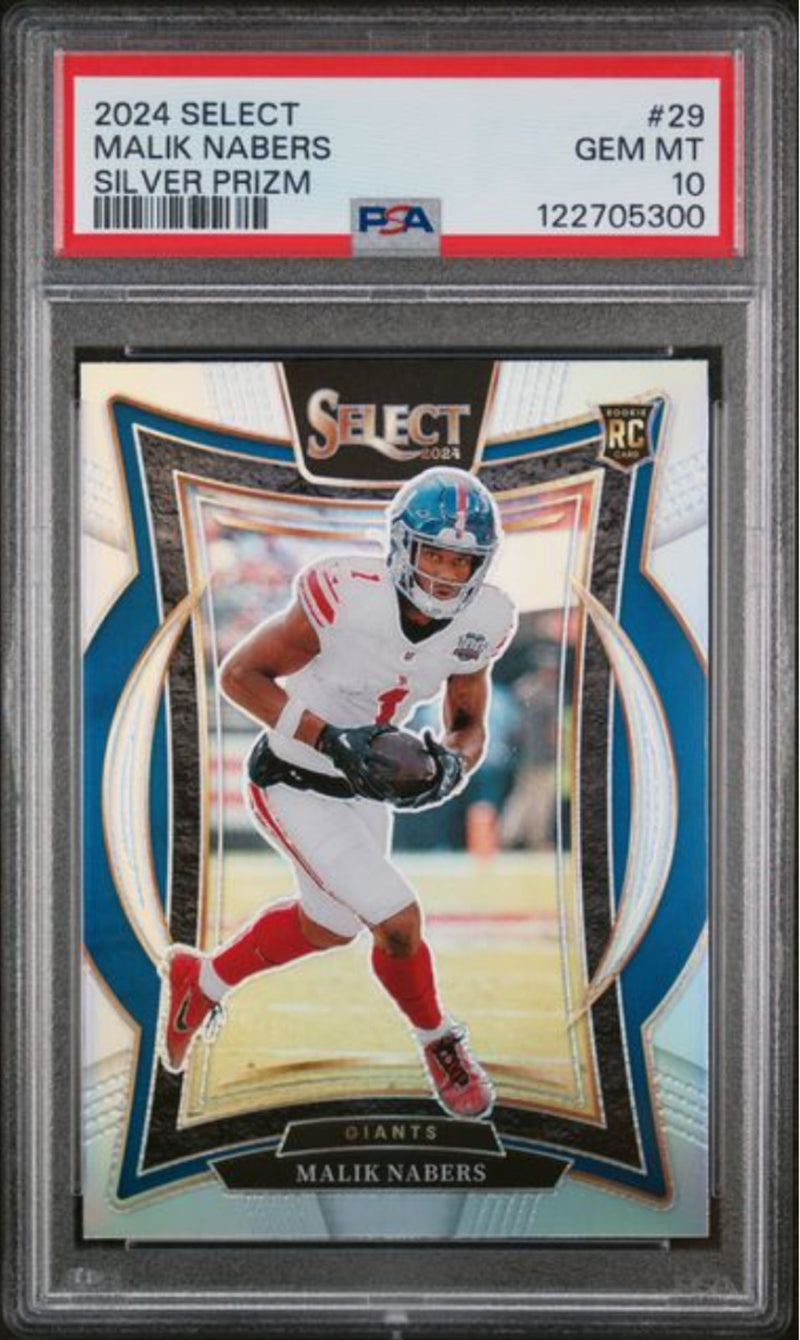 Graded 2024 Panini Select Malik Nabers #29 Silver Rookie RC Card PSA 10 Gem Mint-1