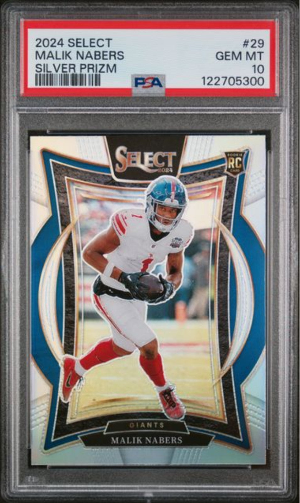 Graded 2024 Panini Select Malik Nabers #29 Silver Rookie RC Card PSA 10 Gem Mint