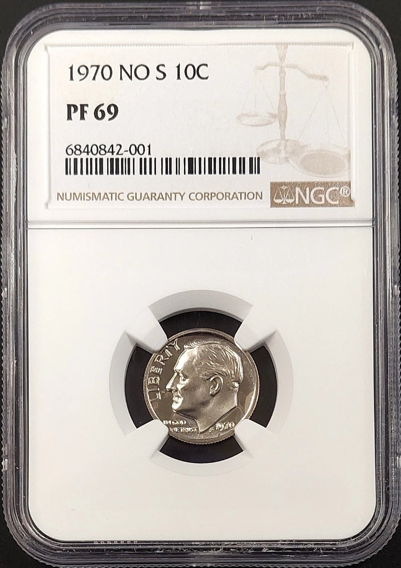 1970 NO S Proof Roosevelt Dime certified PF 69 by NGC!-4