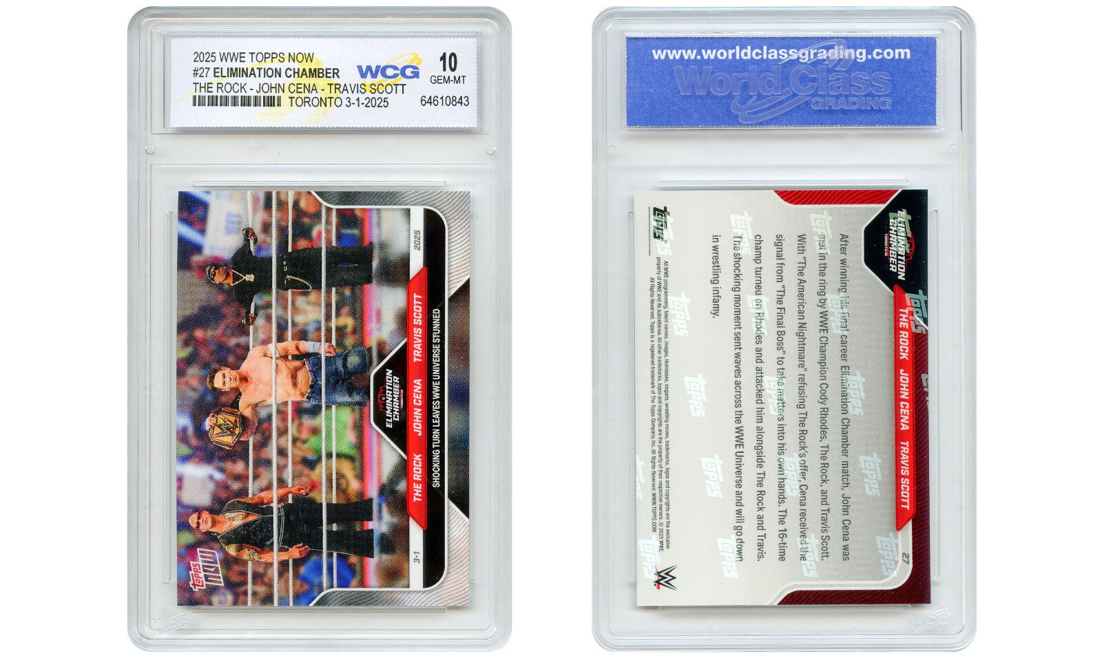2025 Topps WWE Chamber The Rock / John Cena / Travis Scott Card #27 GEM MINT 10
